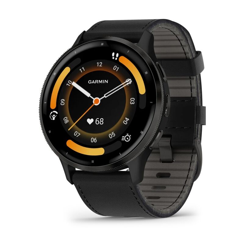 Часы Garmin Venu 3 Slate Black Leather Band 010-02784-52